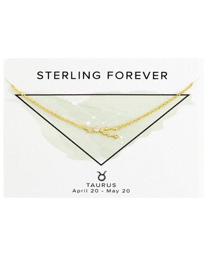 Sterling Forever 14k Plated Cz Taurus Delicate Constellation Necklace - White