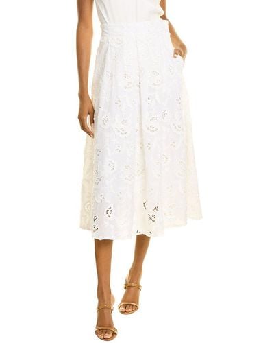 PEARL BY LELA ROSE Embroidered A-line Skirt - White