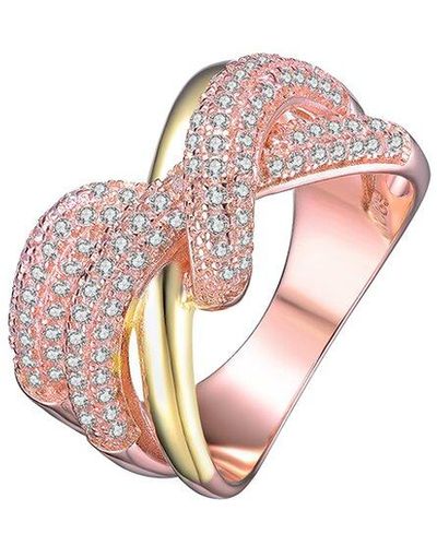 Genevive Jewelry 18k Rose Gold Vermeil Cz Interlocked Ring - Pink