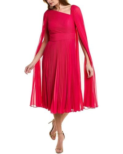 Teri Jon Pleated Cocktail Dress - Red