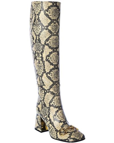 Gucci Horsebit Python-embossed Leather Knee-high Boot - Multicolor