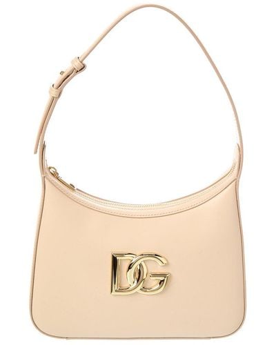 Dolce & Gabbana 3.5 Leather Hobo Bag - Natural