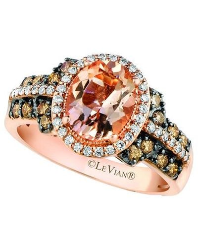 Le Vian Le Vian 14k Rose Gold 1.97 Ct. Tw. Diamond & Morganite Statement Ring - White