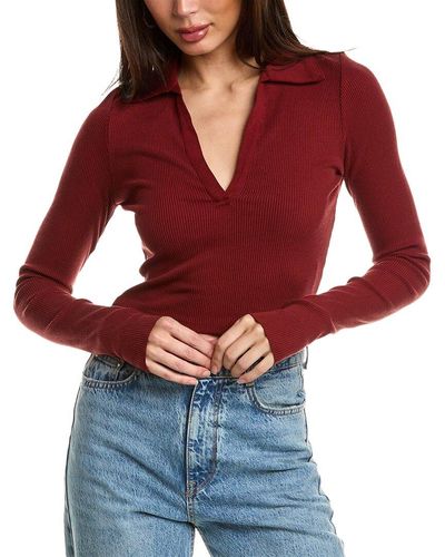 The Range Cropped Polo Top - Red