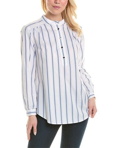 Jones New York Striped Poplin Shirt - White