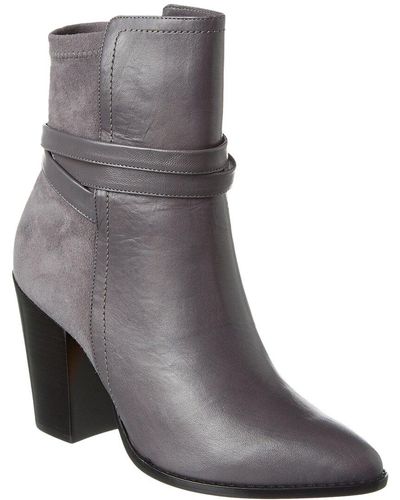 Alexandre Birman Clarita Tie 90 Leather & Suede Bootie - Gray