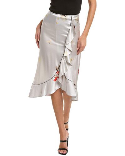 Ganni Satin Silk-blend Skirt - Gray