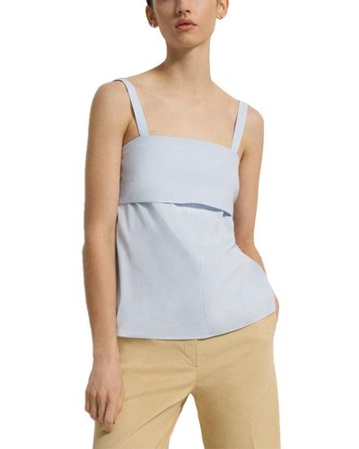 Theory Tie-back Linen-blend Top - Blue