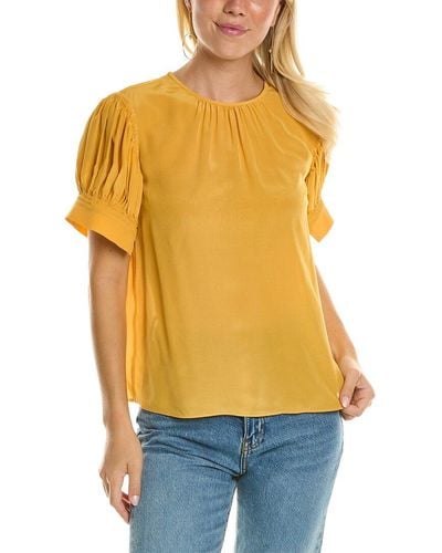 Rebecca Taylor Short Sleeve Silk Blouse - Orange