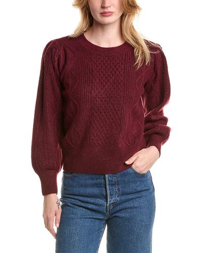 1.STATE Variegated Cable Sweater - Red