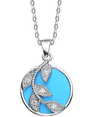 Genevive Jewelry Silver Pendant Necklace - Blue