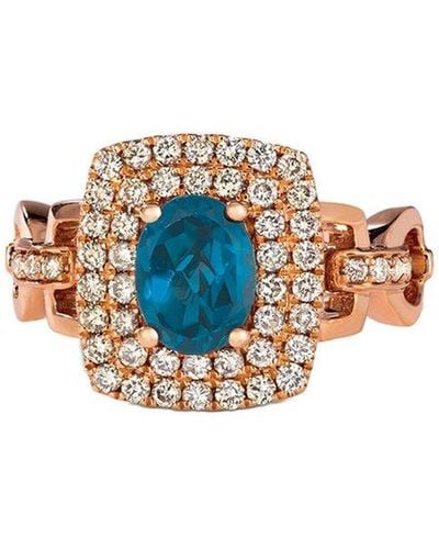 Le Vian 14k Rose Gold 2.07 Ct. Tw. Diamond & London Blue Topaz Ring - White