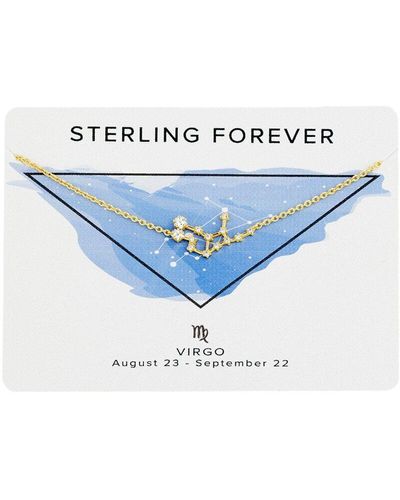 Sterling Forever 14k Plated Cz Virgo Delicate Constellation Necklace - Blue