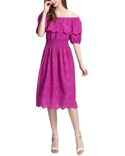 BURRYCO Off The Shoulder Midi Dress - Pink