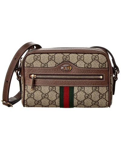 Gucci Ophidia Mini GG Supreme Canvas Shoulder Bag - Brown