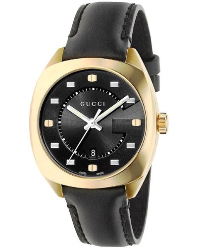 Gucci Unisex Leather Watch - Metallic