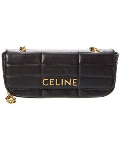 Celine Monochrome Quilted Leather Shoulder Bag - Black