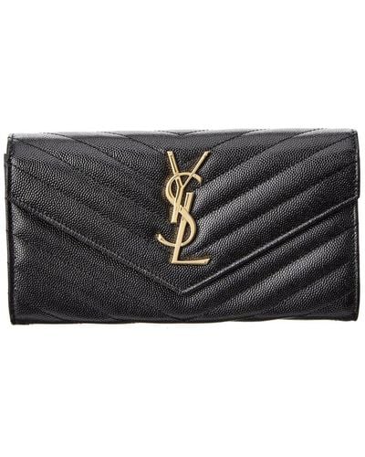 Saint Laurent Large Monogram Matelasse Leather Continental Wallet - Black
