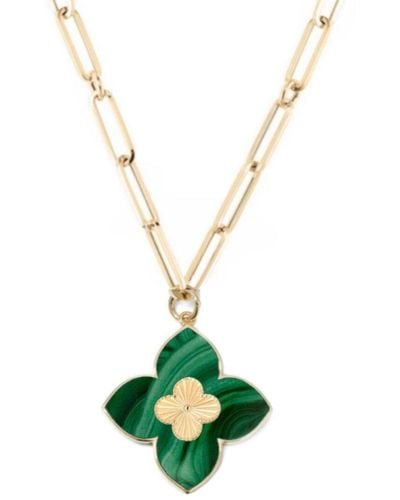 Gabi Rielle Modern Touch Collection 14k Over Silver Malachite Love Clover Necklace - Green