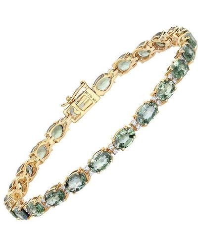 Diana M. Jewels Fine Jewellery 14k 12.79 Ct. Tw. Diamond & Green Sapphire Tennis Bracelet - Metallic