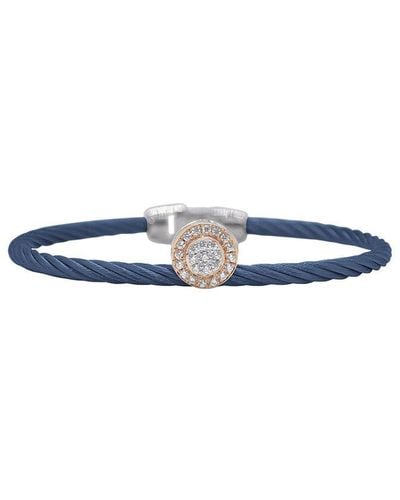 Alor Classique 18k Rose Gold 0.16 Ct. Tw. Diamond Cable Bangle Bracelet - Blue