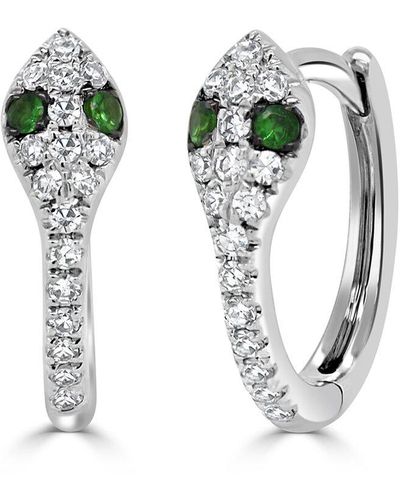 Sabrina Designs 14k 0.13 Ct. Tw. Diamond & Ruby Snake Huggie Earrings - White
