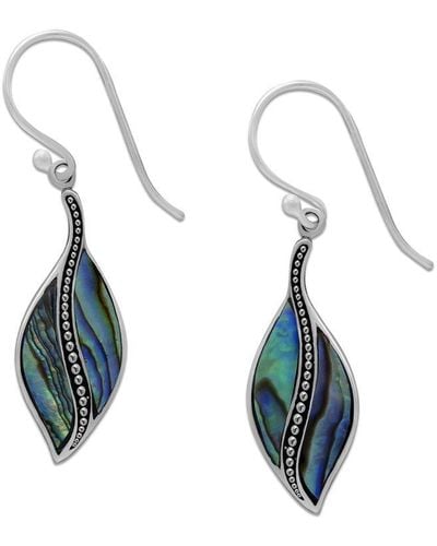 Samuel B. Silver 4.00 Ct. Tw. Abalone Leaf Earrings - Blue