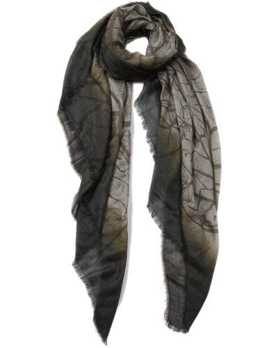 Blue Pacific Glitter Leaves Cashmere-blend Scarf - Green