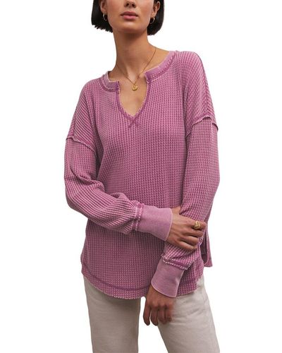 Z Supply Driftwood Thermal Ls Top - Purple
