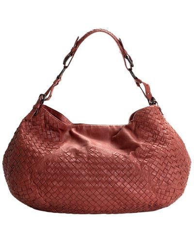 Bottega Veneta Leather Memory Shoulder Bag (Authentic Pre-Owned) - Red