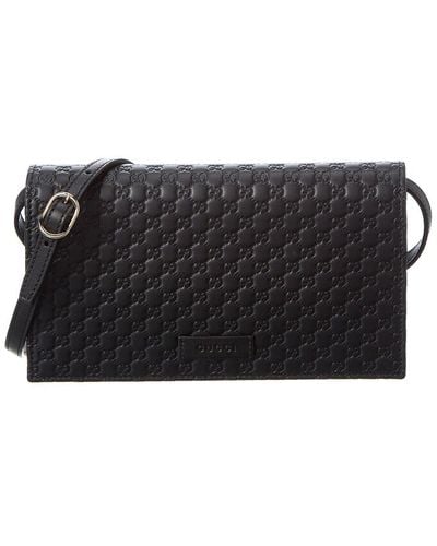 Gucci Micro Ssima Leather Shoulder Bag - Black