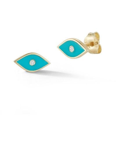 Ember Fine Jewelry 14k 0.02 Ct. Tw. Diamond Evil Eye Earrings - Blue