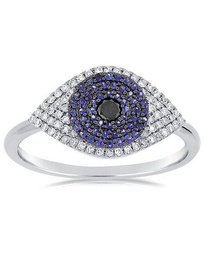 Sabrina Designs 14k 0.72 Ct. Tw. Diamond & Sapphire Evil Eye Ring - Blue