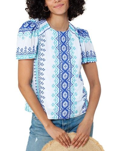 Hale Bob Embroidered Top - Blue
