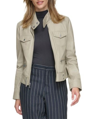 Andrew Marc Marc New York Vicki Smooth Leather Coat - Gray