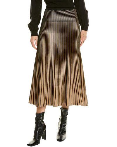 Nanette Lepore Pleated Midi Skirt - Natural