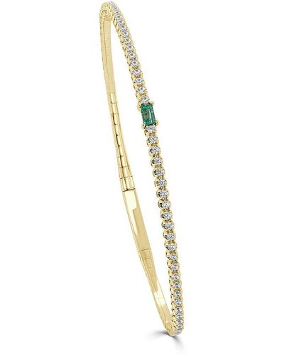 Sabrina Designs 14k 0.53 Ct. Tw. Diamond & Emerald Baguette Bangle Bracelet - Metallic