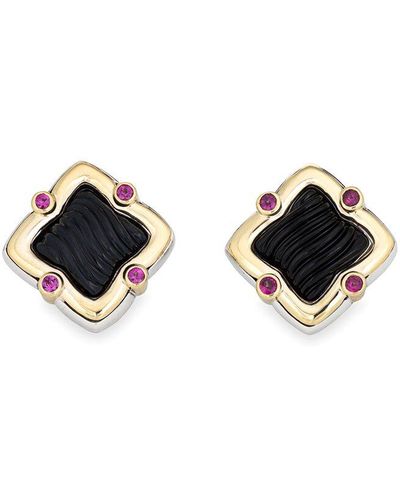 David Yurman Quatrefoil 18K & Gemstone Earrings (Authentic Pre-Owned) - Black