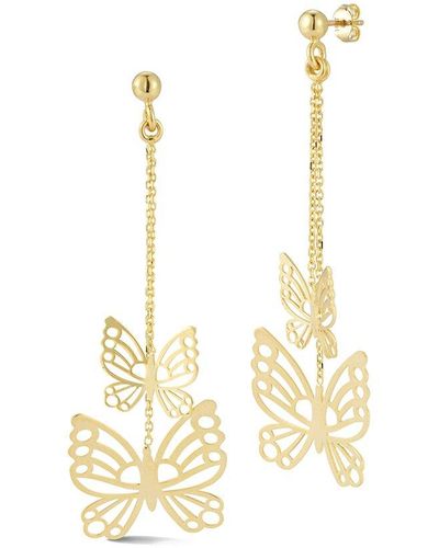 Ember Fine Jewelry 14k Butterfly Drop Earrings - Metallic