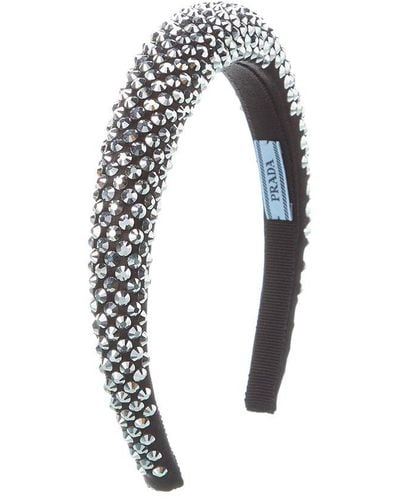 Prada Cystal-Embellished Satin Headband - Black