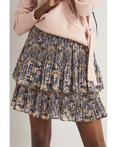Boden Plisse Mini Skirt - Brown