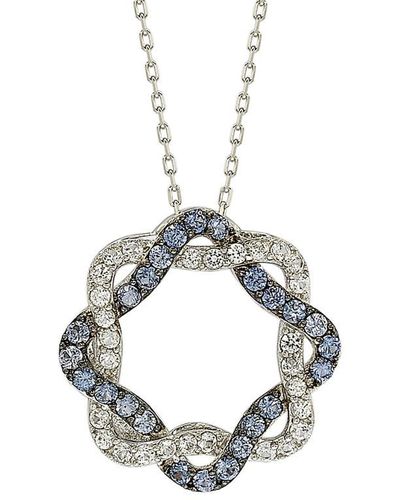 Suzy Levian 18k & Silver 0.94 Ct. Tw. Sapphire Circle Necklace - Metallic