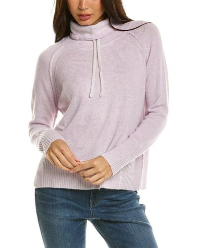 Forte Plaited Drawstring Funnel Cashmere Sweater - Gray