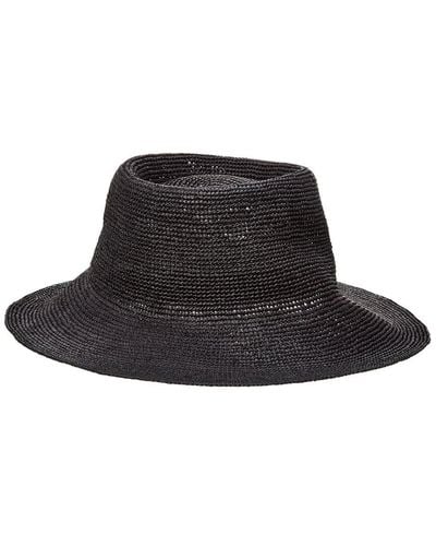 Bruno Magli Crochet Straw Bucket Hat - Black