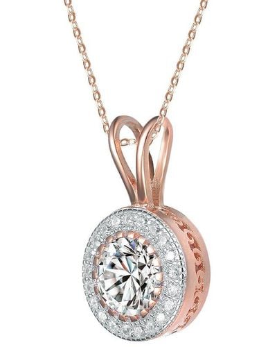 Genevive Jewelry 18k Rose Gold Plated Pendant Necklace - White