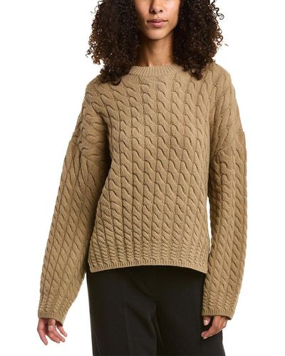 Theory Karenia Cable Felted Wool & Cashmere-blend Sweater - Natural