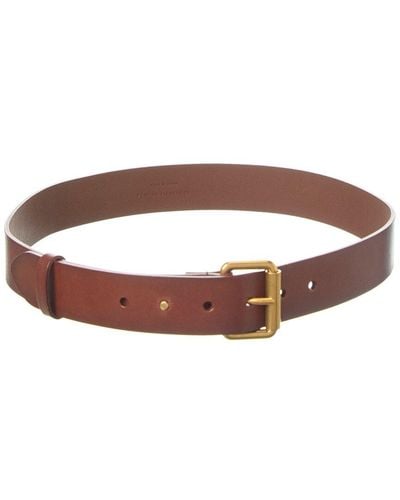 Saint Laurent Brown Calf Leather Bos Taurus Thin Belt