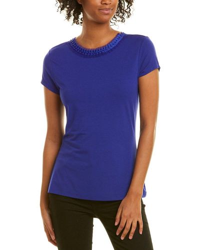 Ted Baker Frill Neck Fitted T Shirt - Blue