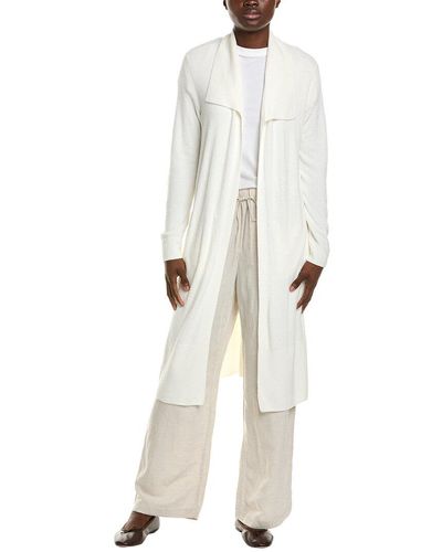 Barefoot Dreams Cozy Chic Ultra Light Wide Collar Long Cardigan - White