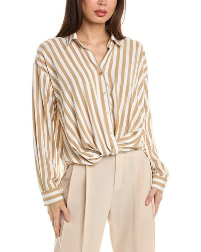 Ellen Tracy Tucked Front Shirt - Natural